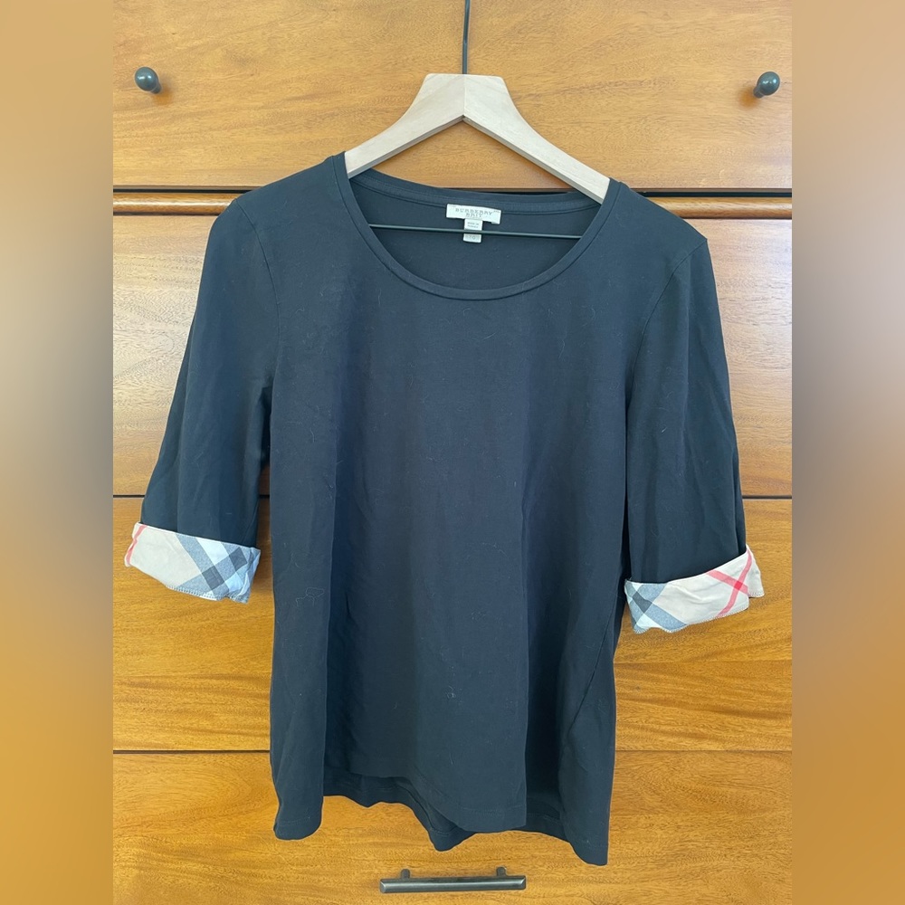 Black Burberry 3/4 long sleeve top